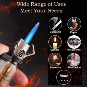 1pc Lighters, Jet Flame Torch Lighter with Keychain,Refillable Gas Butane Adjustable Flame Lighter, Cool Windproof Design Jet Torch Lighter for Candle,Grill,Outdoor,Indoor (Random)-B0DHX9D2ZP