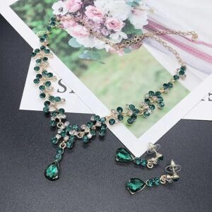 Vintage Earrings Gifts for Her Wedding Jewelry Jewelry Set Statement Necklace Necklaces Jewelry For Women Green-B0D4J4Z7WW