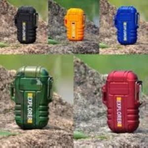 [1 Pcs- Yallow ] Outdoor Waterproof Lighter with Lanyard Portable Blue Flame Jet Lighter Butane Turbo Cigar Lighter Camping Wading Men's Gadgets (Random Colors)-B0CLQFB9JC