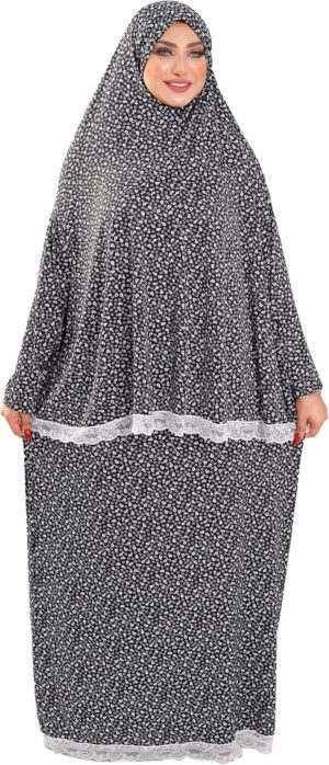 2 Piece Patterned Prayer Drop Cotton Feel Comfortable Fiber Material - Islamic Set High Quality Lace Tablis from 70k to 120k-B0DSPZPFM8