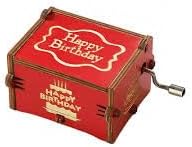 MySouq-Store [1Pcs-RED ] Happy Birthday Wooden Hand Cranked Collectible Jingle Bell Themed Brown Music Box-B0CMVCMRTW