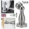 1Pcs sourcing map Door Stoppers Screw-in Stops Chrome Plated 79mm Length Silver colors-B0DYL18GF4