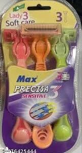 Lady 3 Soft Care Max Precisa Sensitive 3 Blades Facial Hair Remover Razor for Face, Women and Men (Multicolour) (Pack of 3)-B0DWLMMSFD