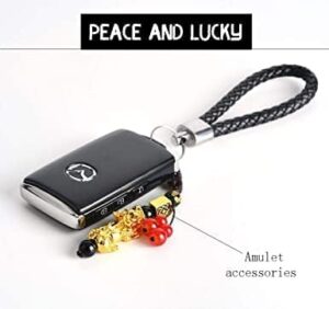 Handmade Rope Lucky Feng Shui Hanging Vintage Brass Money Bag Keychain - 1 piece-B0BM6WDBV4