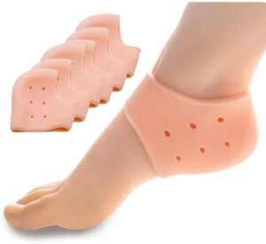 Silicone Gel Heel Socks for Swelling and Pain Relief, Cushion Support, Foot Care, Ankle Protection for Men and Women (Free Size, Skin) (1 Pairs)-B0DXQ59SP3