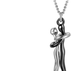 (1 Pc) Large New Necklace or keychain Exaggerated Stereoscopic Two People Hugging Metal Vintage Long Drop Nicklace for Women Girls Party Jewelry-B0DVT4RYY9