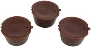Pack of 3 Coffee Filter Capsule Cup Stainless Steel Mesh Reusable Capsule Cup with Brush and Spoon (Brown)-B07NF5V7SS
