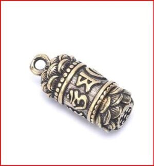 Brass Buddha Sutra Cylinder Pendant Container Bottle Keychain Hanging Necklace-B09R4XM8MK