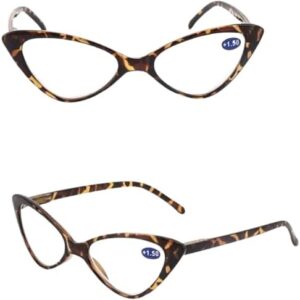Women Cat Eye Reading Glasses Anti Blue Light Magnifying Computer Glasses Clear Lens Black Leopard Frame Plus Reading Glasses + Fantastic Glasses case-B0DPXZ2XSK