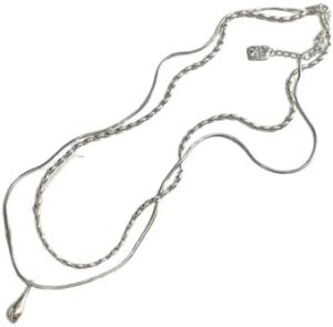 Fashion Silver Color Double Layer Waterdrop Pendant Necklace for Women Minimalist Metal Bead Clavicle Chain Necklace Jewelry As Shown-B0DVT3BMX9