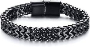 [1Pc- C50478-19cm-Black ] High Quality Textured Chain Bracelet Charm Men Trend Casual Bracelet Friendship Charm Handmade Jewelry Gift-B0CLHC7ZRT