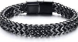 [1Pc- C50478-19cm-Black ] High Quality Textured Chain Bracelet Charm Men Trend Casual Bracelet Friendship Charm Handmade Jewelry Gift-B0CLHC7ZRT