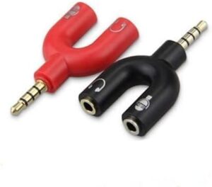 1Pic - U Shaped 3.5mm Stereo Audio Earphone Mic Splitter Adapter Highly Practical - Black-B0DVLSSTH9