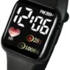 MySouqEg[1Pcs] Colored Led Digital Silver Square Frame for Kids Watches Sport Boys Girls Luminous Children’s Electronic Wristwatch Students Clock Watches with Time And Date only-B0DVWLFHTK