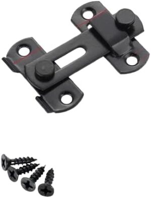 [1pcs] Door Bolts Hasp Latch Lock Sliding Door Lock Stainless Steel A Type Latch For Casement Cabinet Fitting With 4 * Screws (Black)-B0DXCLSRFY