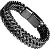MySouq-Store 1Pc New Double Rope Chain Mens Stainless Steel Bracelet Polish Color Punk Biker Pulseira Masculina Jewelry (B)-B0CDJ32JKY