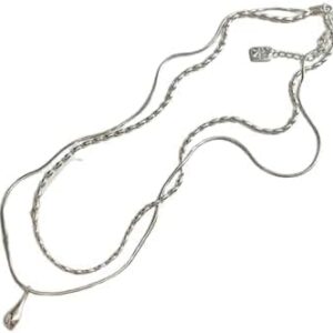 31ttYNZC0fL._AC_ Fashion Silver Color Double Layer Waterdrop Pendant Necklace for Women Minimalist Metal Bead Clavicle Chain Necklace Jewelry As Shown-B0DVT3BMX9