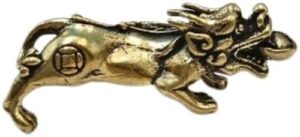 1pcs -1PC- 4 * 2.5CM Small Chinese Beast Dragon Statue Bronze Brass Figurine Ornaments Antique Copper Mythical Animal Miniature Home Decor Crafts Collection (U)-B0CV6QK3W5