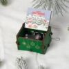[1Pcs-Random Shape] Merry Christmas Wooden Hand Cranked Collectible Jingle Bell Themed Brown Music Box (Colored Merry Christmas Edition) (D)(00123J)-B0CN1SFKGF