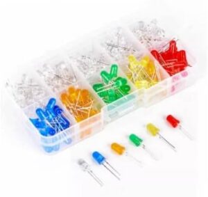 300pcs Light Emitting Diodes 6 Colors Electronic Components 5mm Assorted Color DIY LED Light Emitting Diodes Set Box-B0BGML4M9Y