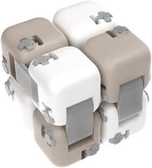 Mitu Infinite Flipper Fidget Cube Fingertip Blocks Stress Reliever Toy - Gray X white-B0DXKF6Y8V