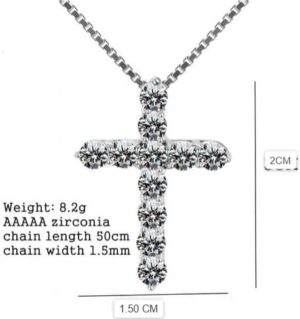 Small Crosse Necklace Box Chain Shiny Crystal Classic Cross Pendant For Women Men Fashion Jewelry Gifts - Small Crosse 2 Cm*1.5 Cm with 48Cm Chain Length-B0DWQPN7FQ