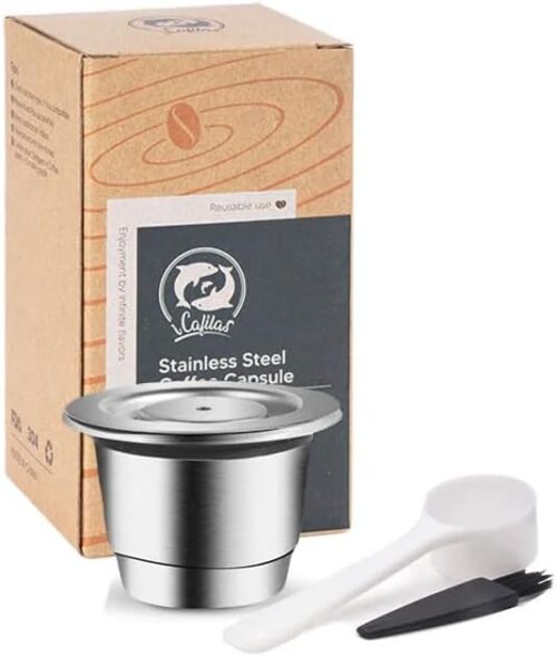 MySouq-Store [1 Pcs Cpsuls Stainless ] For Reusable Coffee Capsule Stainless Steel Rich Crema Espresso Refillable Filters Pod Fit Inissia Pixie Essenza Mini-B0DFTVL9DV