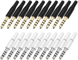5pcs White And Black 3.5mm Stereo Headset Plug 3/4 Poles 3.5 Audio Plug Jack Adapter Connector for Iphone New Outlet 2.5mm (17mm 4P Nickle Black)-B0DWHHJSBX