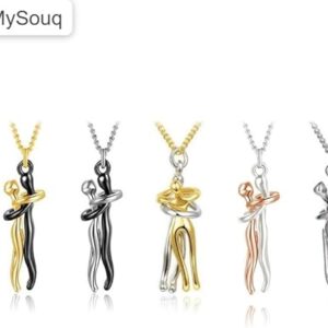 (1 Pc) Large New Necklace or keychain Exaggerated Stereoscopic Two People Hugging Metal Vintage Long Drop Nicklace for Women Girls Party Jewelry-B0DVT4RYY9