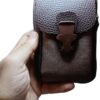 Men Cowhide Leather Mobile Phone Belt Bags Solid Color Three-layer Waist Pack Zipper Fanny Pack Outdoor Jogging Sports Bag 18X11X6 CM brown, C00B-B0DD7Q15PN