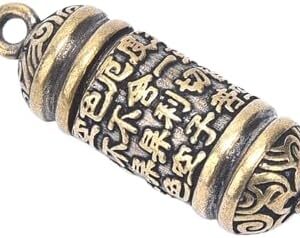 41839Sv+ZhL._AC_ Keychains Brass Buddha Sutra Cylinder Pendant Keychain Hanging Necklace Jewelry Pill Box Medicine Case Container Bottle 1 Pc. Only-B0DT7K9R76