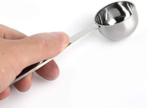 [1 PCs] Coffee Bean Press Espresso, Rumanle Stand Coffee Measure tamper spoon Stainless Steel Coffee & Tea Tools Measuring Tamping Scoop Coffee Tamper (1 Piece, Silver) 5 Cm diameter