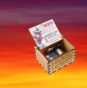 [1Pcs] Merry Christmas Wooden Hand Cranked Collectible Jingle Bell Themed Brown Music Box (Colored Merry Christmas Edition) (00126A)-B0CM51N14F