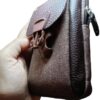 Men Cowhide Leather Mobile Phone Belt Bags Solid Color Three-layer Waist Pack Zipper Fanny Pack Outdoor Jogging Sports Bag 18X11X6 CM brown, C00B-B0DD7Q15PN