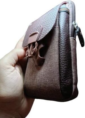 Men Cowhide Leather Mobile Phone Belt Bags Solid Color Three-layer Waist Pack Zipper Fanny Pack Outdoor Jogging Sports Bag 18X11X6 CM brown, C00B-B0DD7Q15PN