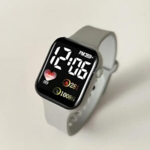 [1Pcs] Colored Led Digital Silver Square Frame for Kids Watches Sport Boys Girls Luminous Children’s Electronic Wristwatch Students Clock Watches with Time And Date only-B0DVWLFHTK