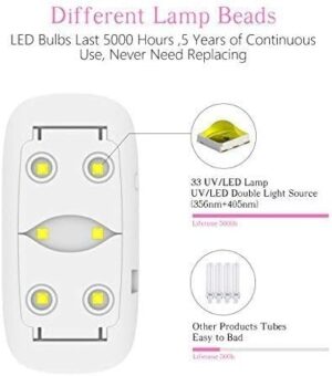 1PCs - 6W LED Nail Dryer Curing Light Portable Quick Drying Manicure/Pedicure 2 Timing Setting 45s/60s UV with USB (Pink) ‎13.1 x 6.7 x 1.9 cm; 68 g-B0DD366V1C