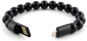 USB Data Charger Cable Buddha Beads Bracelet Charging For Iphone 5/5c/5s/6 Apple (Black Color)-B091D2GNMT
