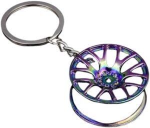 Car Wheel Rim Model Key Ring Keyring Auto Accessories Metal Birthday Gift Keychain Decors Wheel Hub Key Chain (colored)