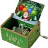 MySouq-Store [1Pcs] Merry Christmas Wooden Hand Cranked Collectible Jingle Bell Themed Brown Music Box (Colored Merry Christmas Edition) (C)-B0CKBZ95C9