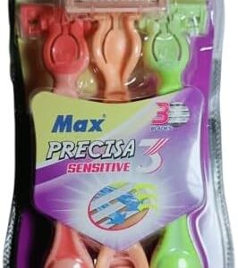 Lady 3 Soft Care Max Precisa Sensitive 3 Blades Facial Hair Remover Razor for Face, Women and Men (Multicolour) (Pack of 3)-B0DWLMMSFD