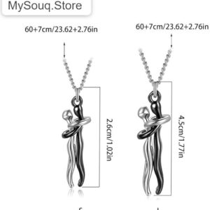 (1 Pc) Large New Necklace or keychain Exaggerated Stereoscopic Two People Hugging Metal Vintage Long Drop Nicklace for Women Girls Party Jewelry-B0DVT4RYY9
