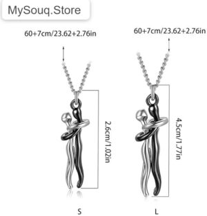 (1 Pc) Large New Necklace or keychain Exaggerated Stereoscopic Two People Hugging Metal Vintage Long Drop Nicklace for Women Girls Party Jewelry-B0DVT4RYY9