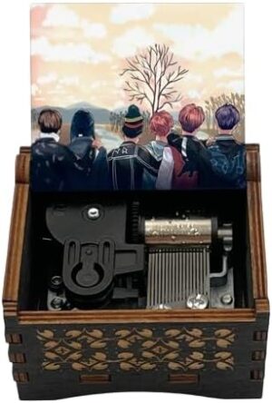 [1Pcs] [Coffee ]Famous music river flows in you Wood Auto mechanical Music Box for piano guitar Friends birthday New year Christmas gift-B0D96LTC7G