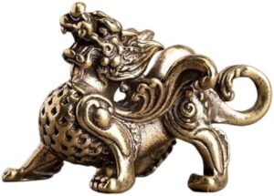 1pcs - Statue Figurine Wealth Brass Decor Prosperity Chinese Style Ornament Qilin Dragon Luck Animal Fengshui Vintage-B0CPKYXMD9