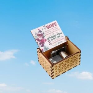 [1Pcs] Merry Christmas Wooden Hand Cranked Collectible Jingle Bell Themed Brown Music Box (Colored Merry Christmas Edition) (00126A)-B0CM51N14F