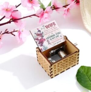 [1Pcs] Merry Christmas Wooden Hand Cranked Collectible Jingle Bell Themed Brown Music Box (Colored Merry Christmas Edition) (00126A)-B0CM51N14F