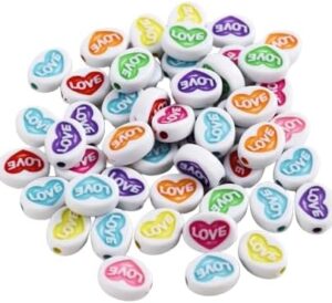100PCS Mini Acrylic Beads 15mm Beads for Jewelry Making Bracelets Necklaces Earrings Key Chains Accessories DIY Crafts Valentine Christmas Birthday Gifts Mixed Color (ٍLove Heart)-B0DFVJ5B8W