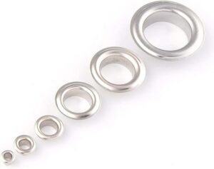 100 Sets Metal Eyelet Grommet Ring Kit for Garment Canvas Sewing Accessories Silver - (Dia. 4mm)-B0C2HW3WYB