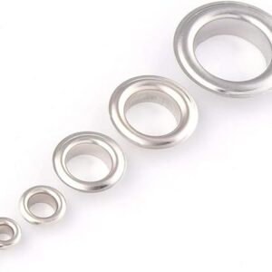 41XEMbbmClL._AC_SX569_ 100 Sets Metal Eyelet Grommet Ring Kit for Garment Canvas Sewing Accessories Silver - (Dia. 4mm)-B0C2HW3WYB